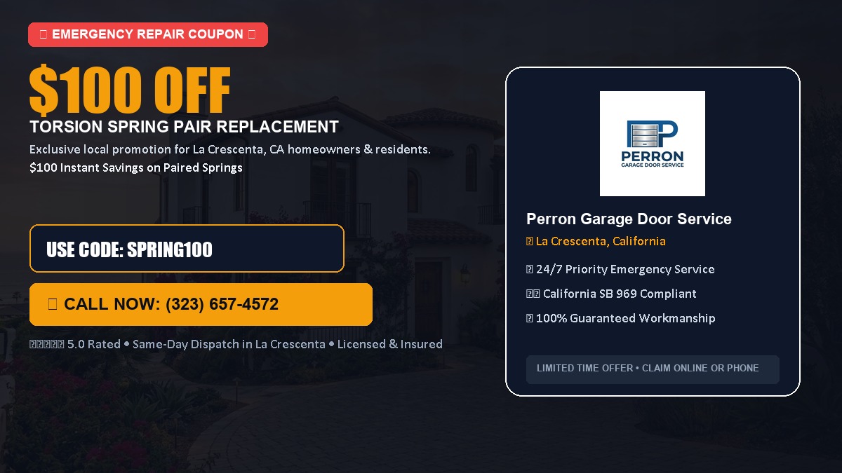 $100 OFF Heavy-Duty Torsion Spring Pair Replacement in La Crescenta, CA
