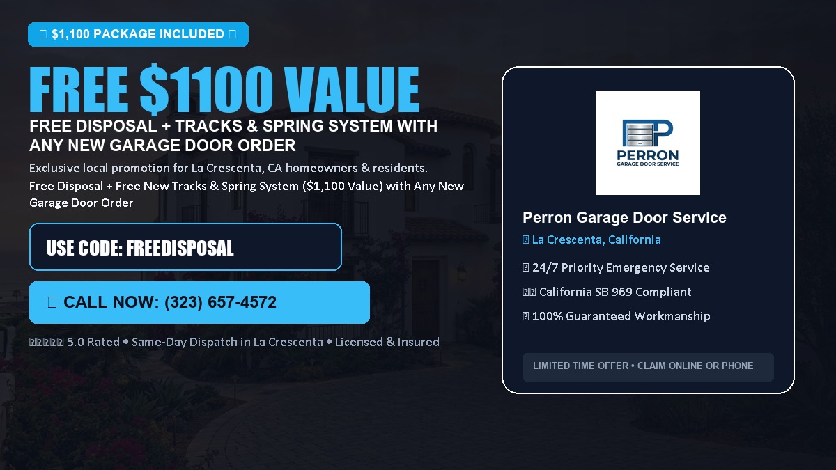 Free Disposal + Free New Tracks & Spring System with Any New Garage Door Order ($1100 Value) in La Crescenta, CA